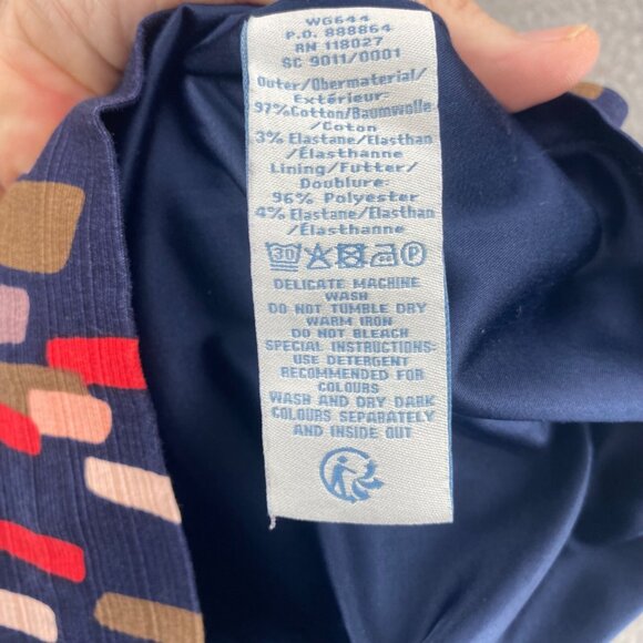 Boden Skirt Womens 6 Navy Multi Pattern Stretch Knee Length Pencil Straight Work - Picture 7 of 10